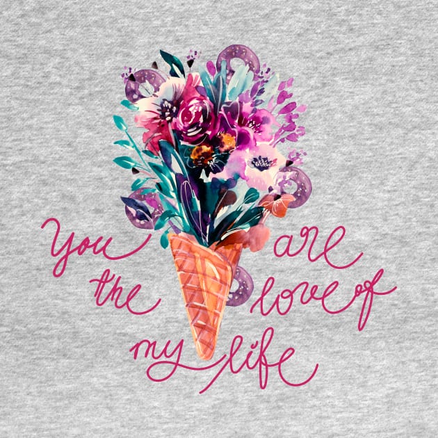 You are the Love of my Life, flowers bouquet in blush pink by IngaDesign